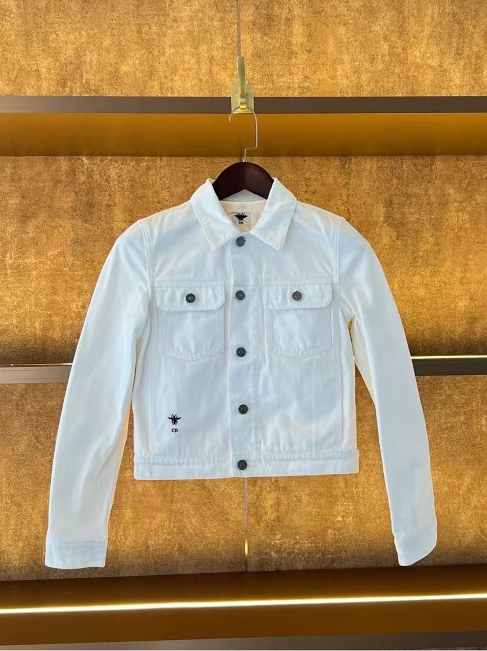 🚩steal Dior White Lightweight Shirt Jacket with Patch Detail